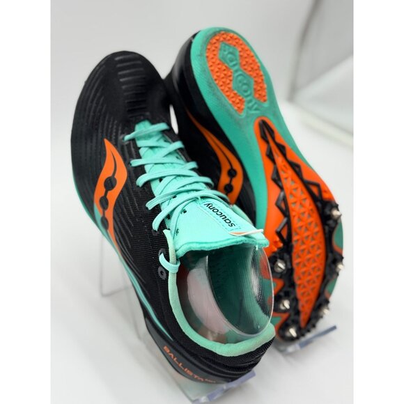 Saucony Men’s 7.5 Ballista MD Running Track Spikes Shoes S29072-26 Black Orange - Picture 1 of 9